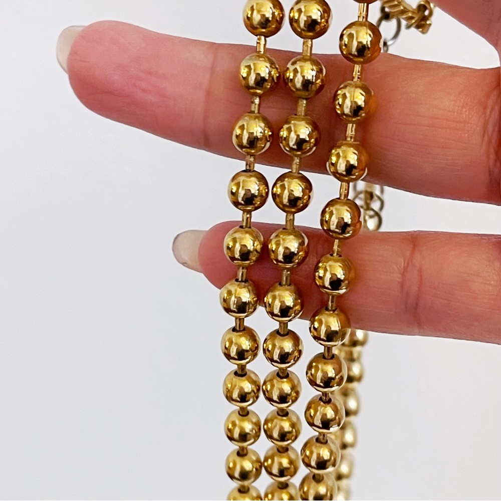 Gold Tone Beaded Multistrand Statement Necklace 2… - image 3